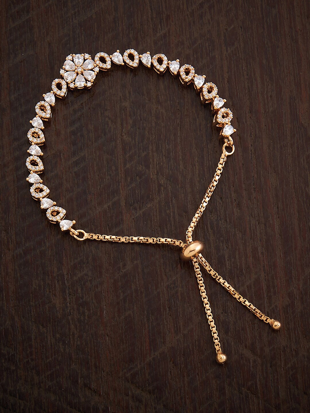 

Kushal's Fashion Jewellery Cubic Zirconia Gold-Plated Wraparound Bracelet