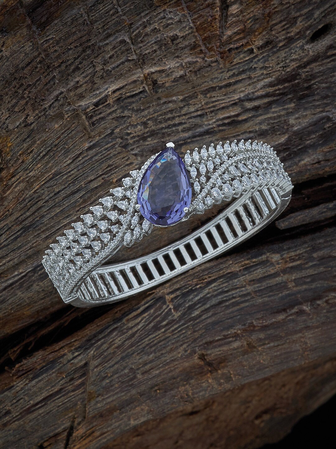 

Kushal's Fashion Jewellery Silver Rhodium-Plated Kada Bracelet