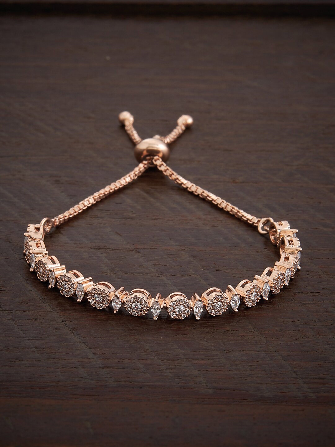 

Kushal's Fashion Jewellery Rose Gold-Plated Cubic Zirconia Wraparound Bracelet