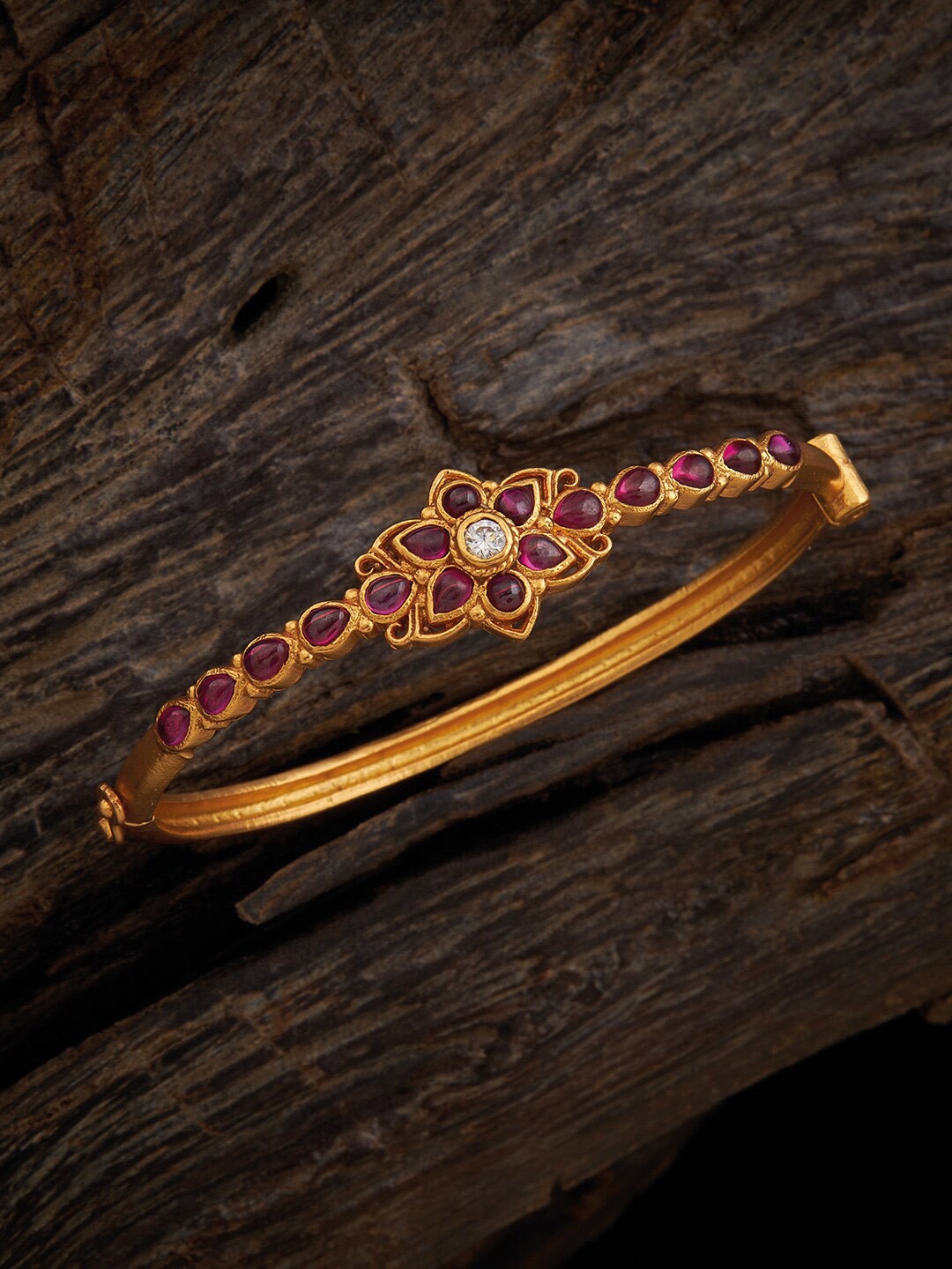 

Kushal's Fashion Jewellery 92.5 Pure Silver Gold-Plated Kada Bracelet