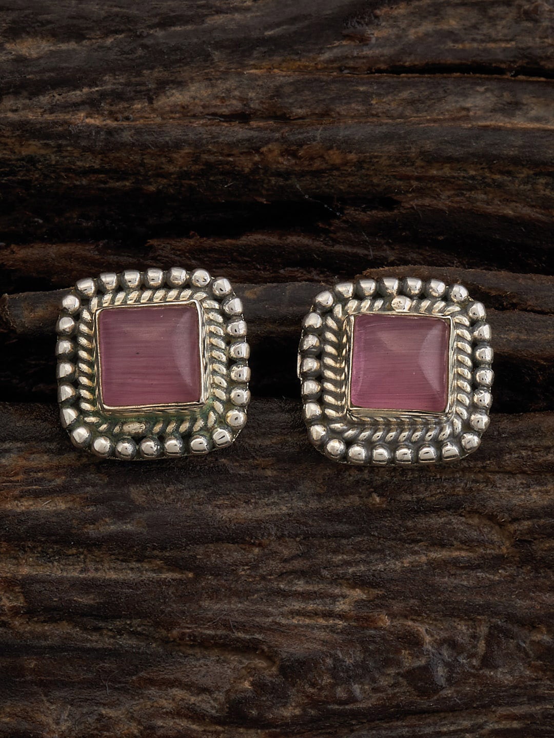 

Kushal's Fashion Jewellery Rhodium-Plated CZ Studded Studs Earrings, Silver
