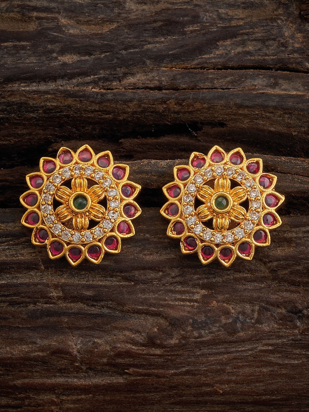 

Kushal's Fashion Jewellery Gold-Toned CZ Studded Studs Earrings