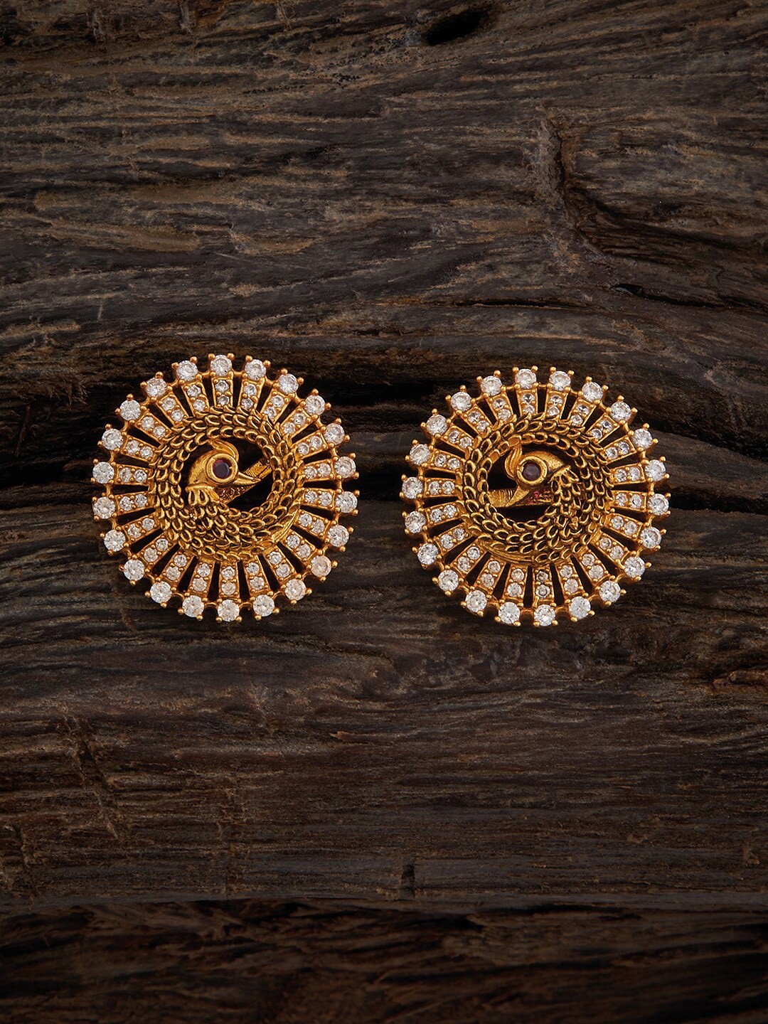 

Kushal's Fashion Jewellery Gold-Toned CZ Studded Studs Earrings, Rose gold