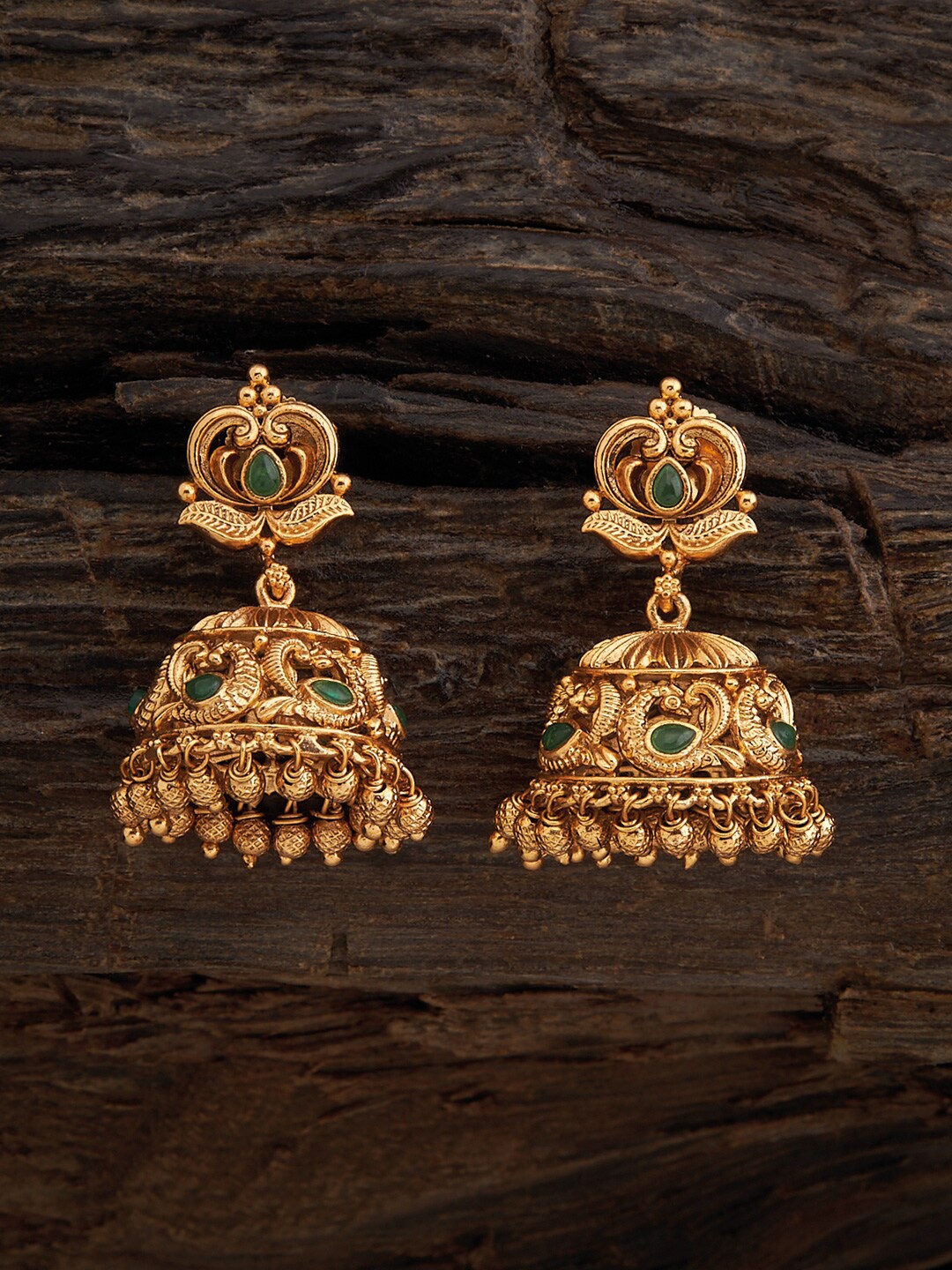 

Kushal's Fashion Jewellery Gold-Plated Dome Shaped Jhumkas