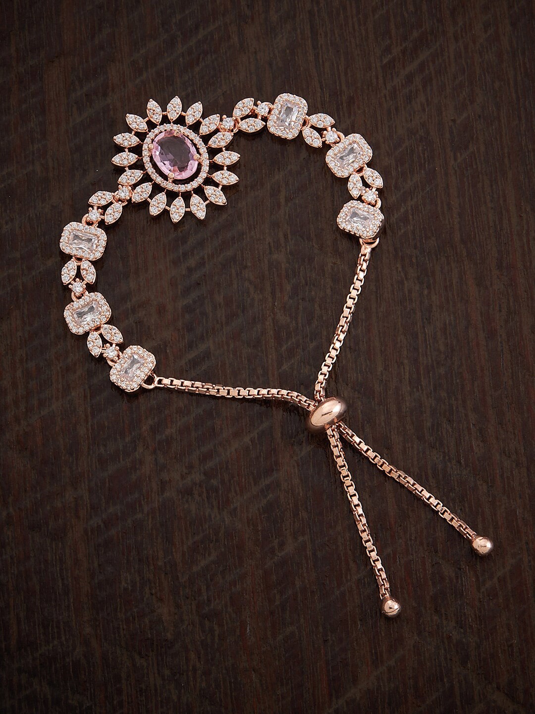 

Kushal's Fashion Jewellery Rose Gold-Plated Cubic Zirconia Wraparound Bracelet