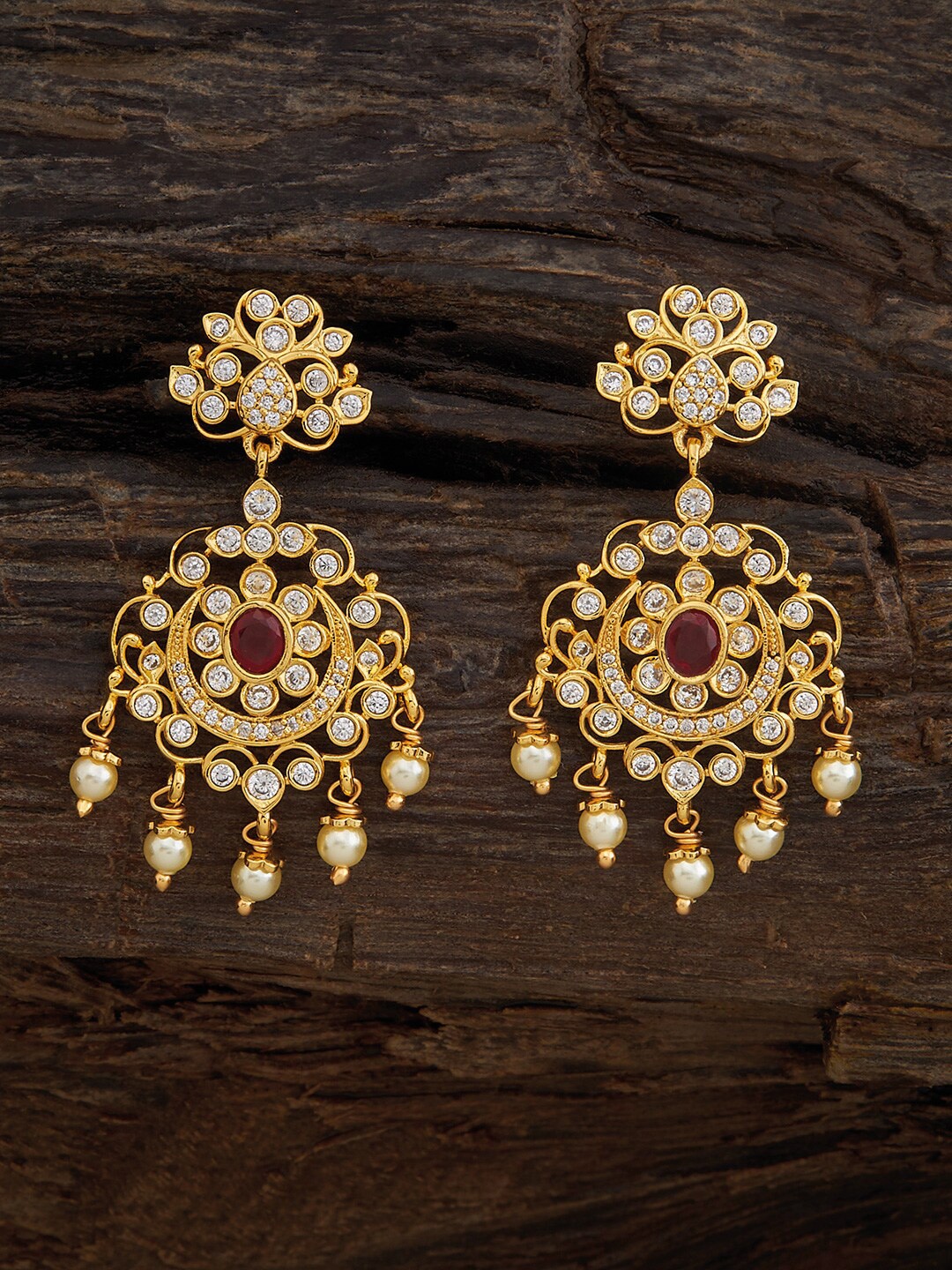 

Kushal's Fashion Jewellery Gold-Plated Circular Drop Earrings