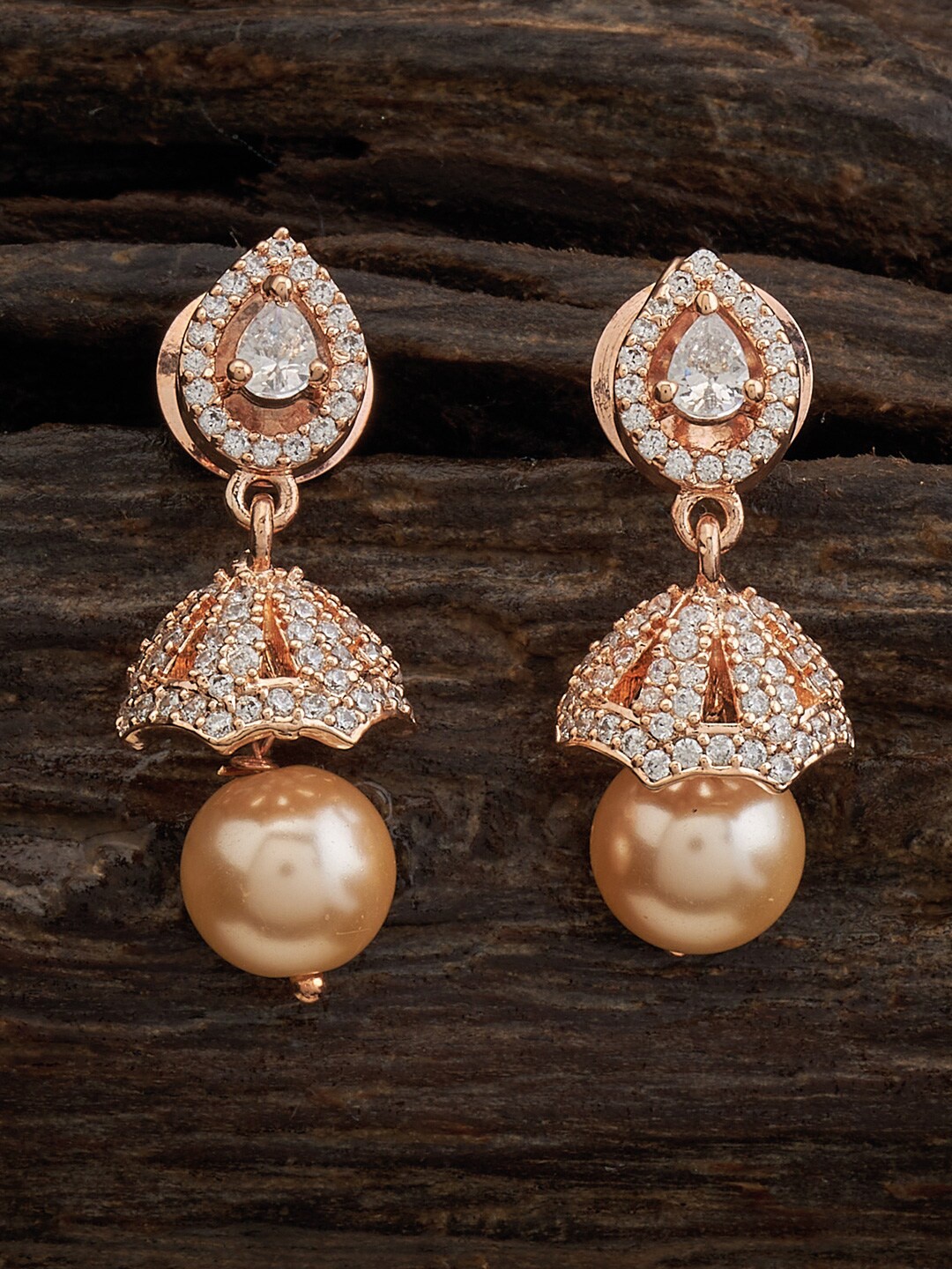 

Kushal's Fashion Jewellery Rose Gold-Plated Dome Shaped Drops Earrings