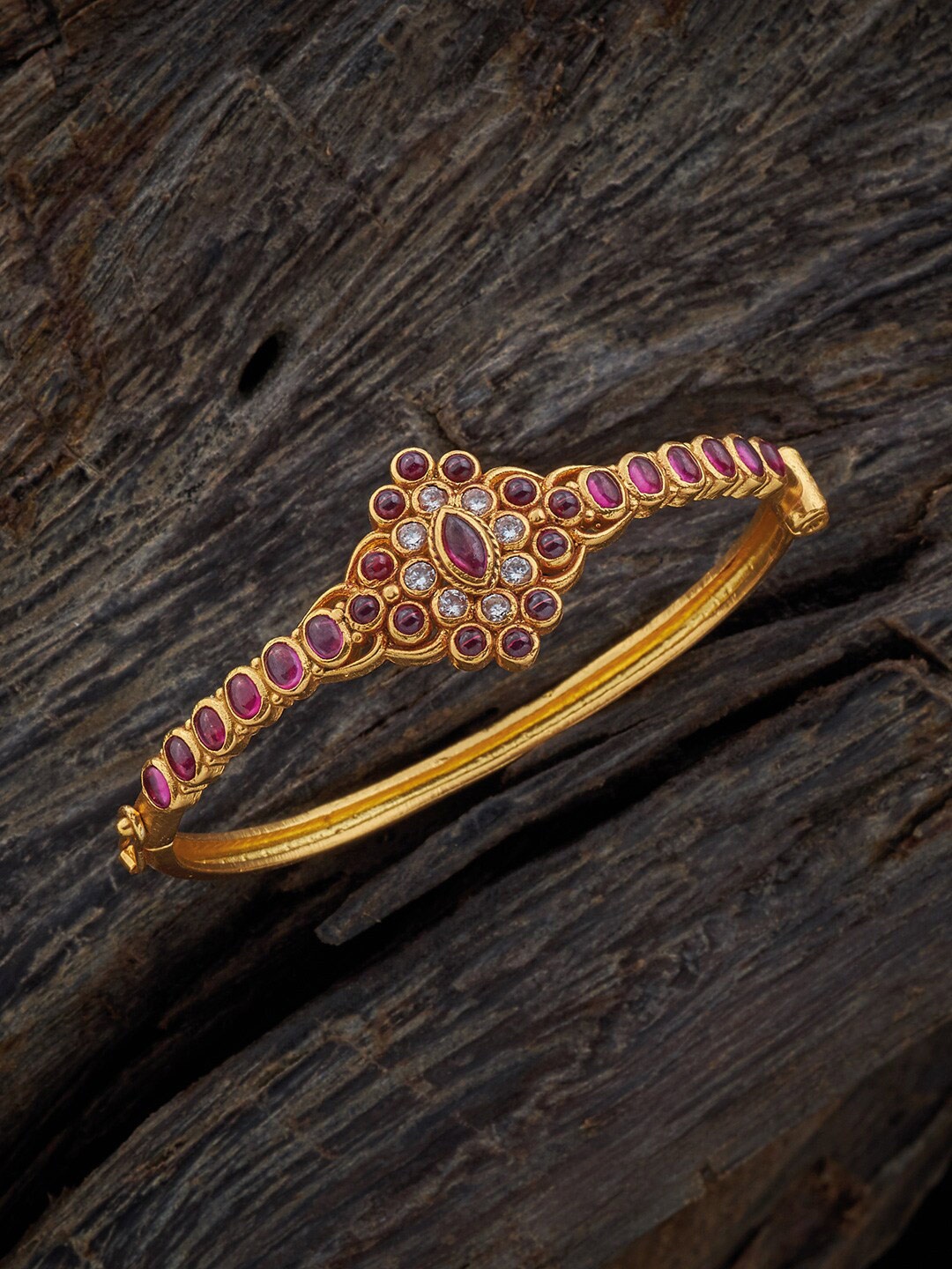 

Kushal's Fashion Jewellery 92.5 Pure Silver Gold-Plated Kada Bracelet