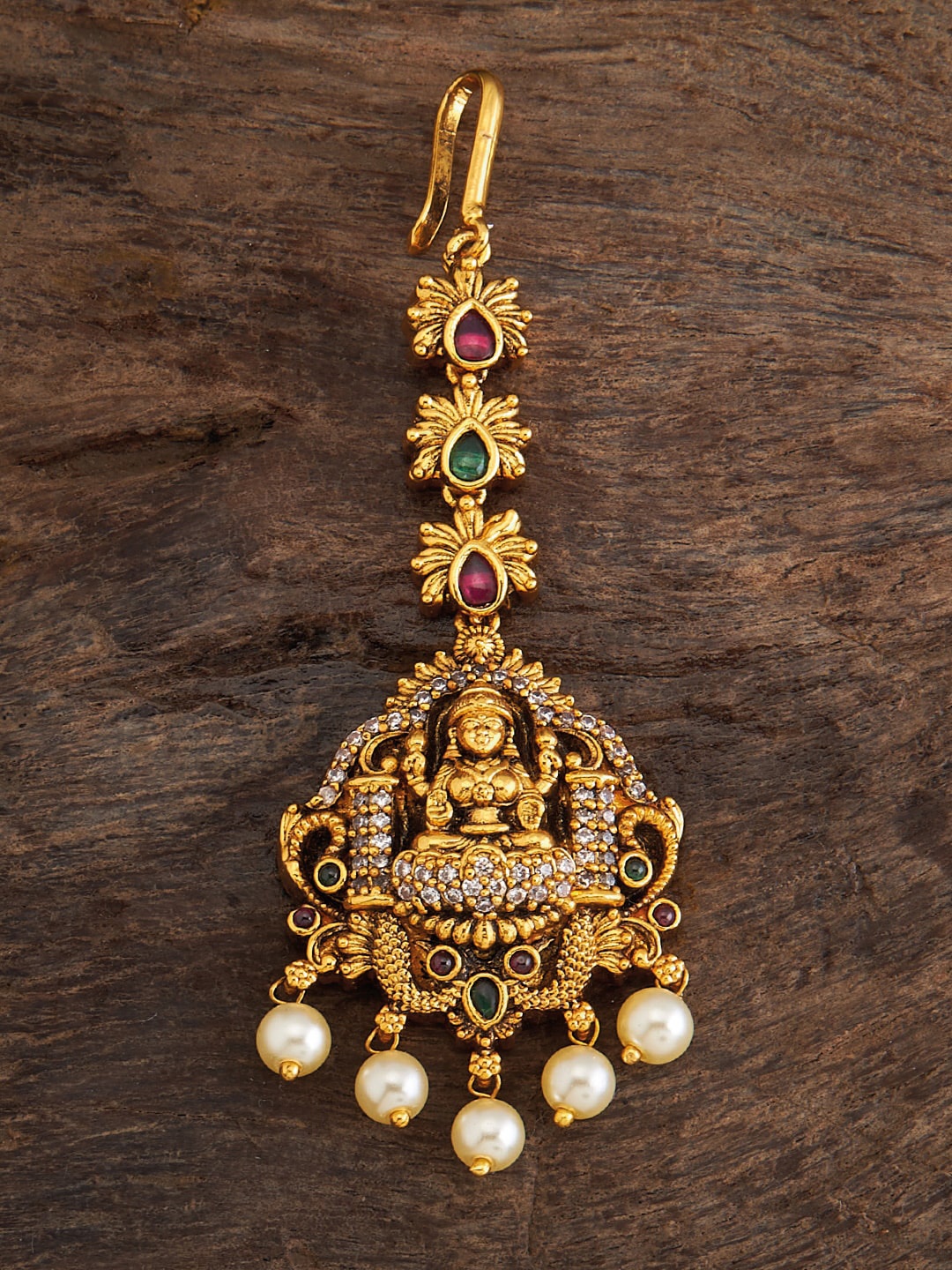 

Kushal's Fashion Jewellery Gold-Plated Stone-Studded & Beaded Maangtika