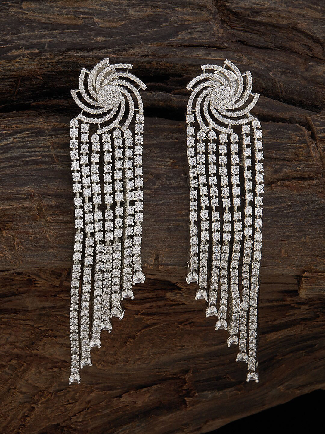

Kushal's Fashion Jewellery Rhodium-Plated Contemporary Drop Earrings, Silver
