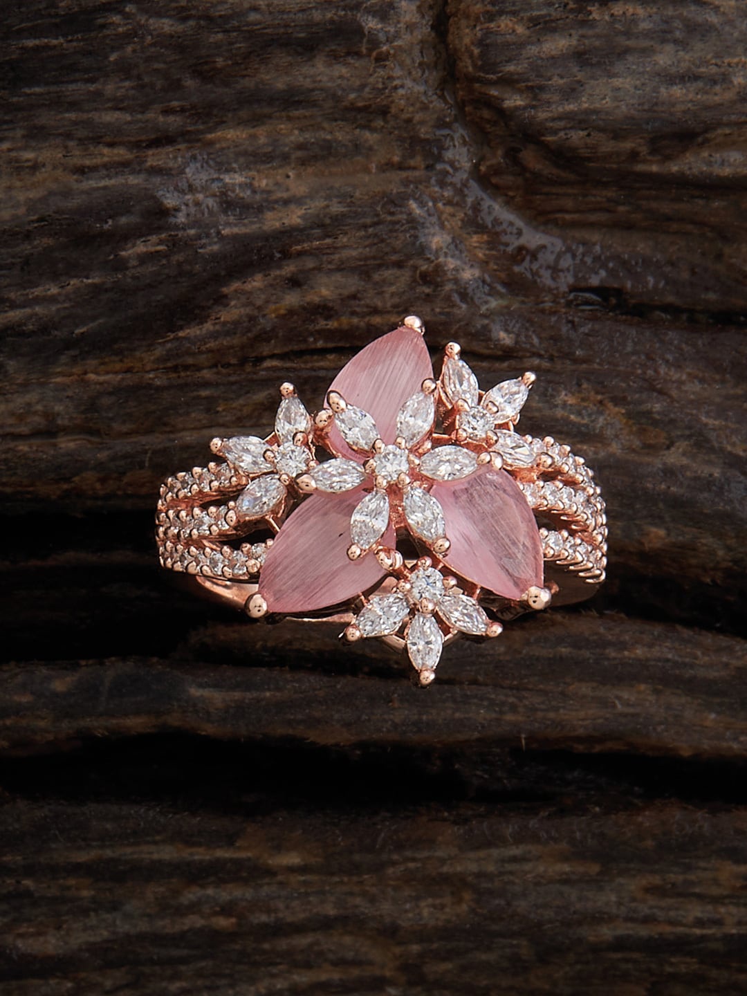 

Kushal's Fashion Jewellery Rose Gold-Plated Zircon-Studded Finger Ring
