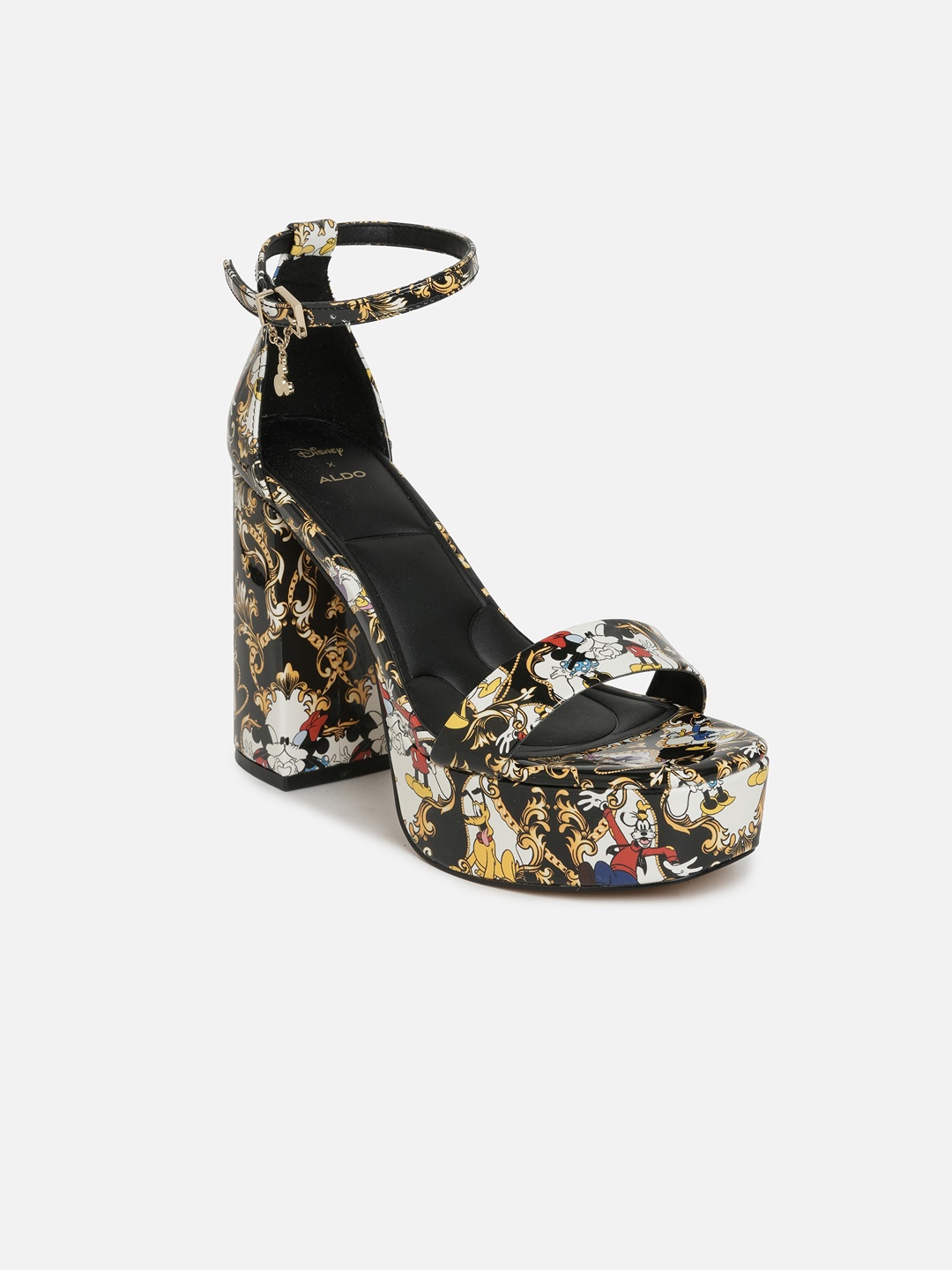 

ALDO X Disney Printed Party Platform Heels With Ankle Loop, Black