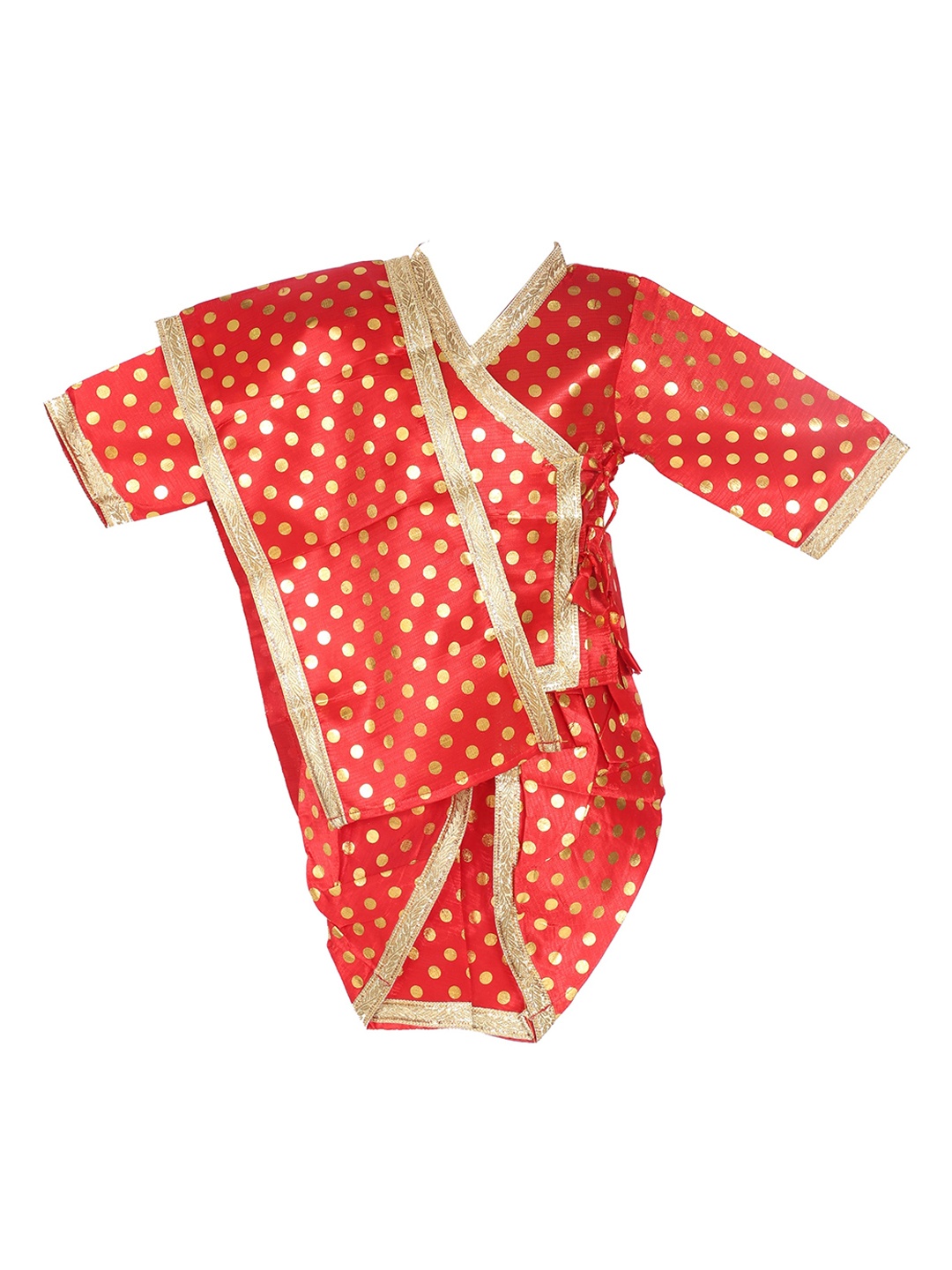 

BAESD Boys Geometric Printed Angrakha Pure Cotton Kurta With Dhoti Pants, Red
