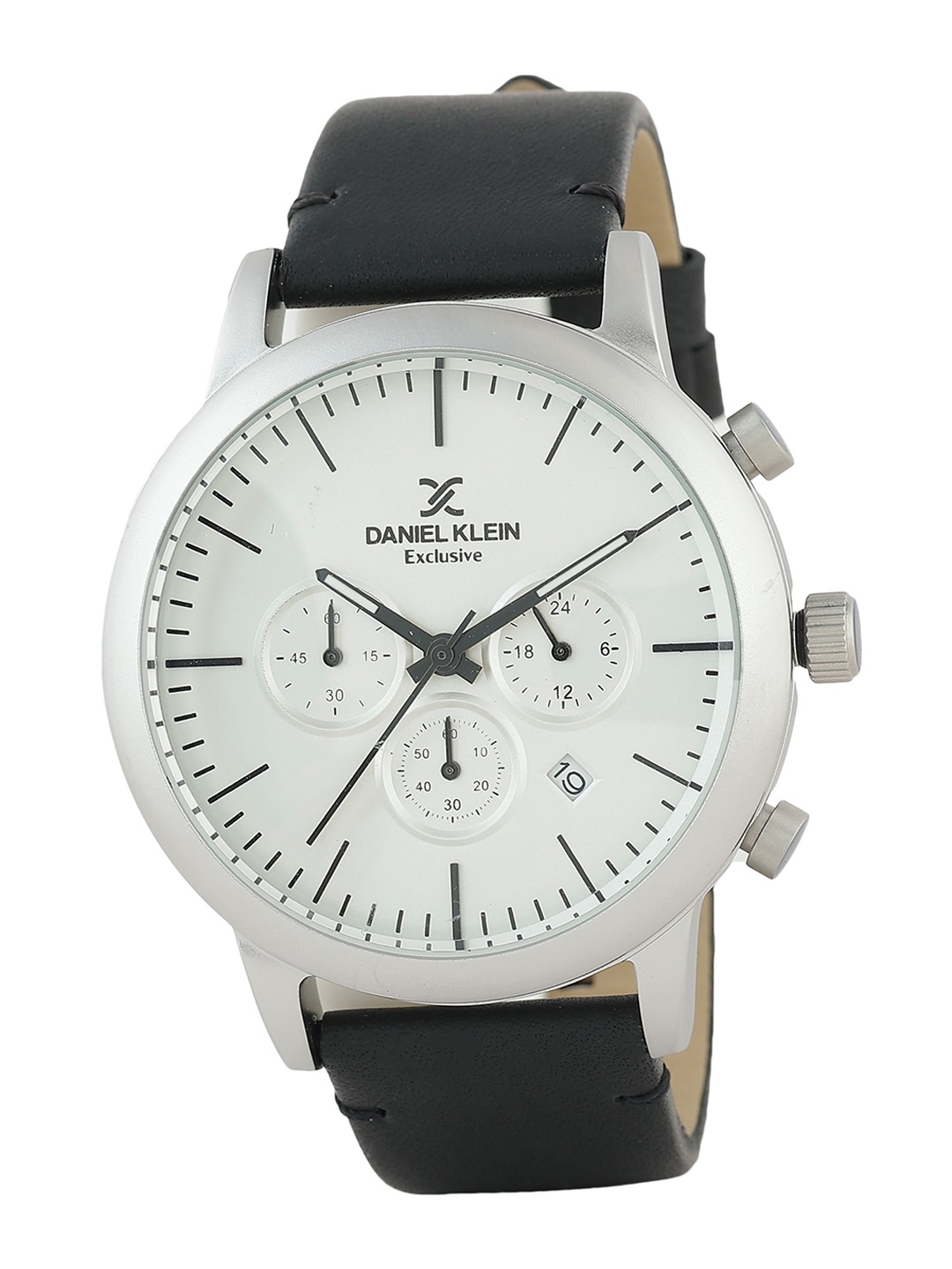 

Daniel Klein Men Leather Straps Analogue Watch DK12162-2, Silver