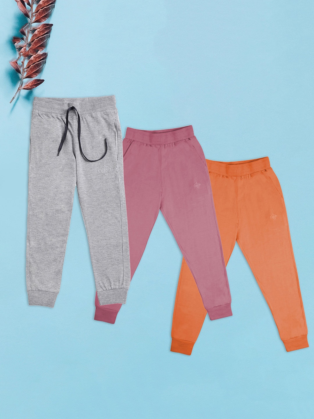 

CHIMPRALA Boys Pack Of 3 Cotton Joggers, Orange