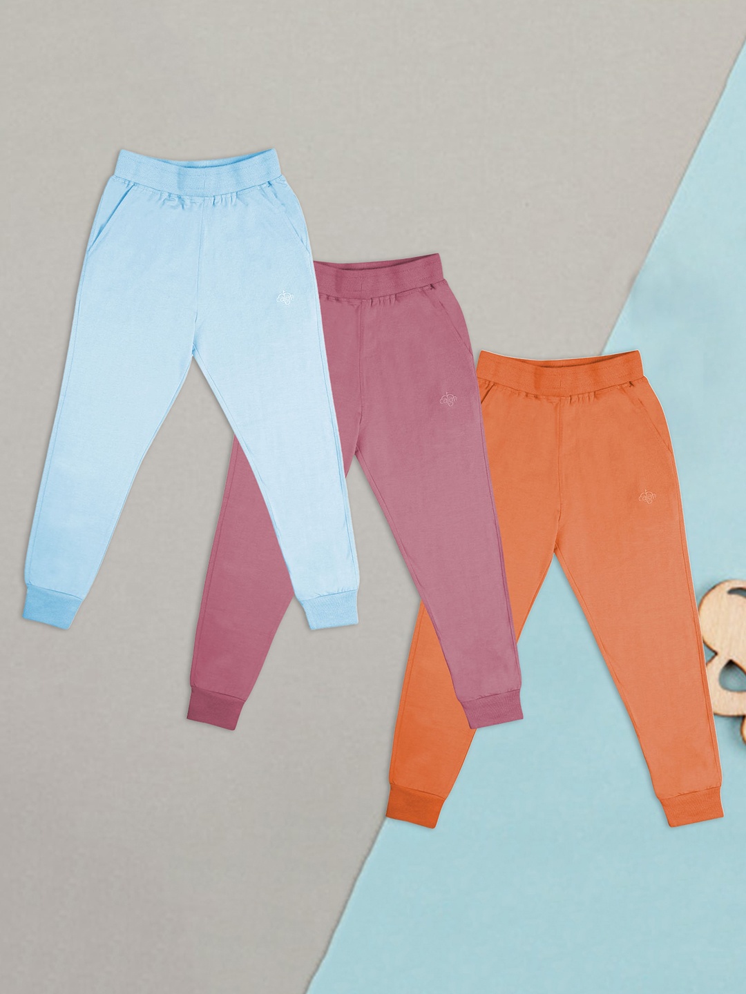 

CHIMPRALA Boys Pack Of 3 Cotton Joggers, Blue