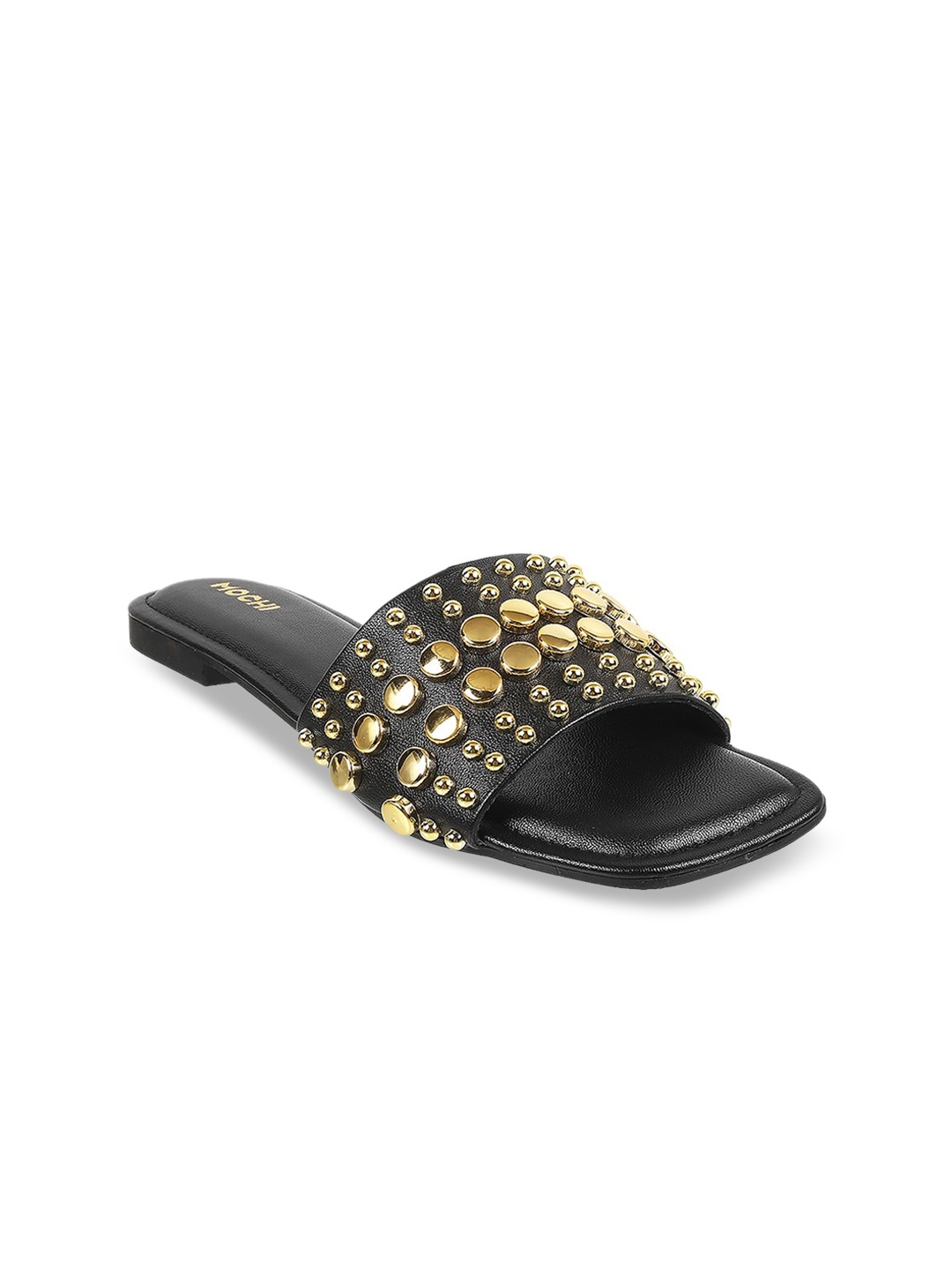

Mochi Embellished Open Toe Flats, Black