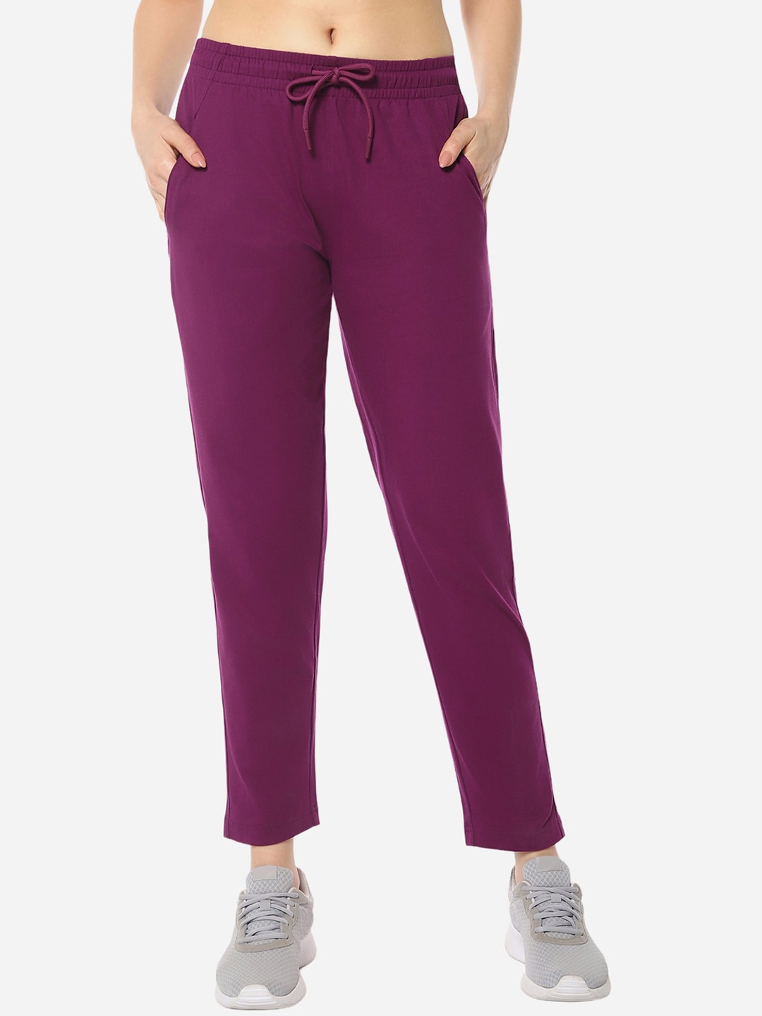 

Amante Mid Rise Smart Fit Comfortable Bio Washed Stretch Track Pants, Purple