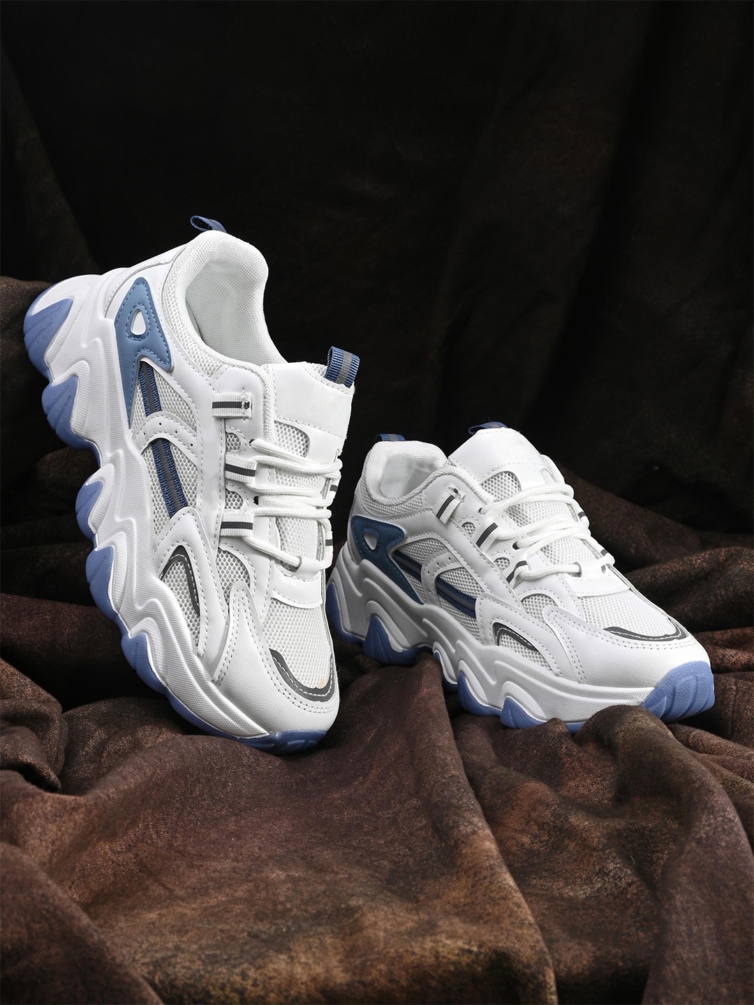 

The Roadster Lifestyle Co. Women White & Blue Lace-Up Running Shoes