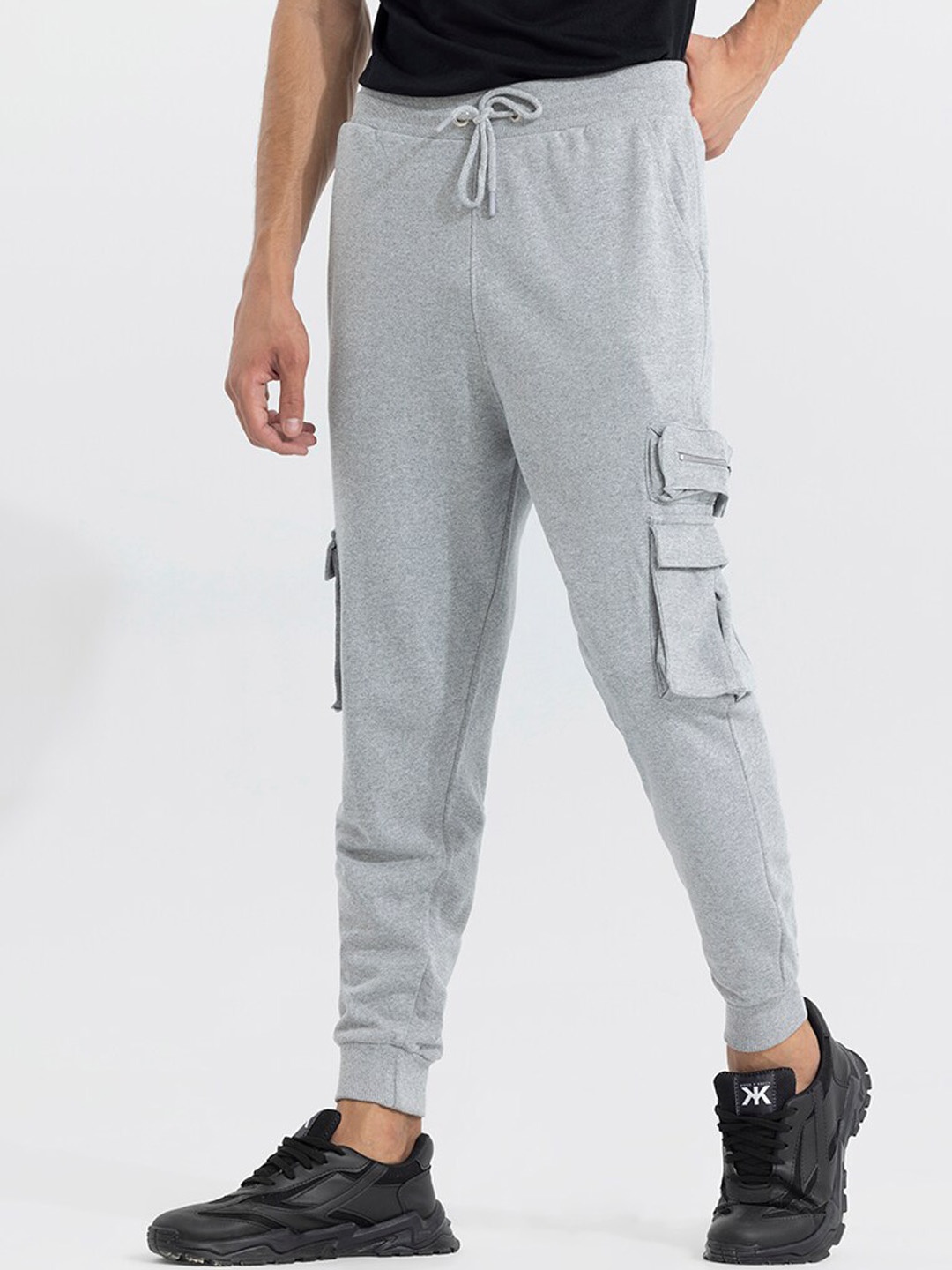 

Snitch Men Classic Slim Fit Mid-Rise Joggers, Grey