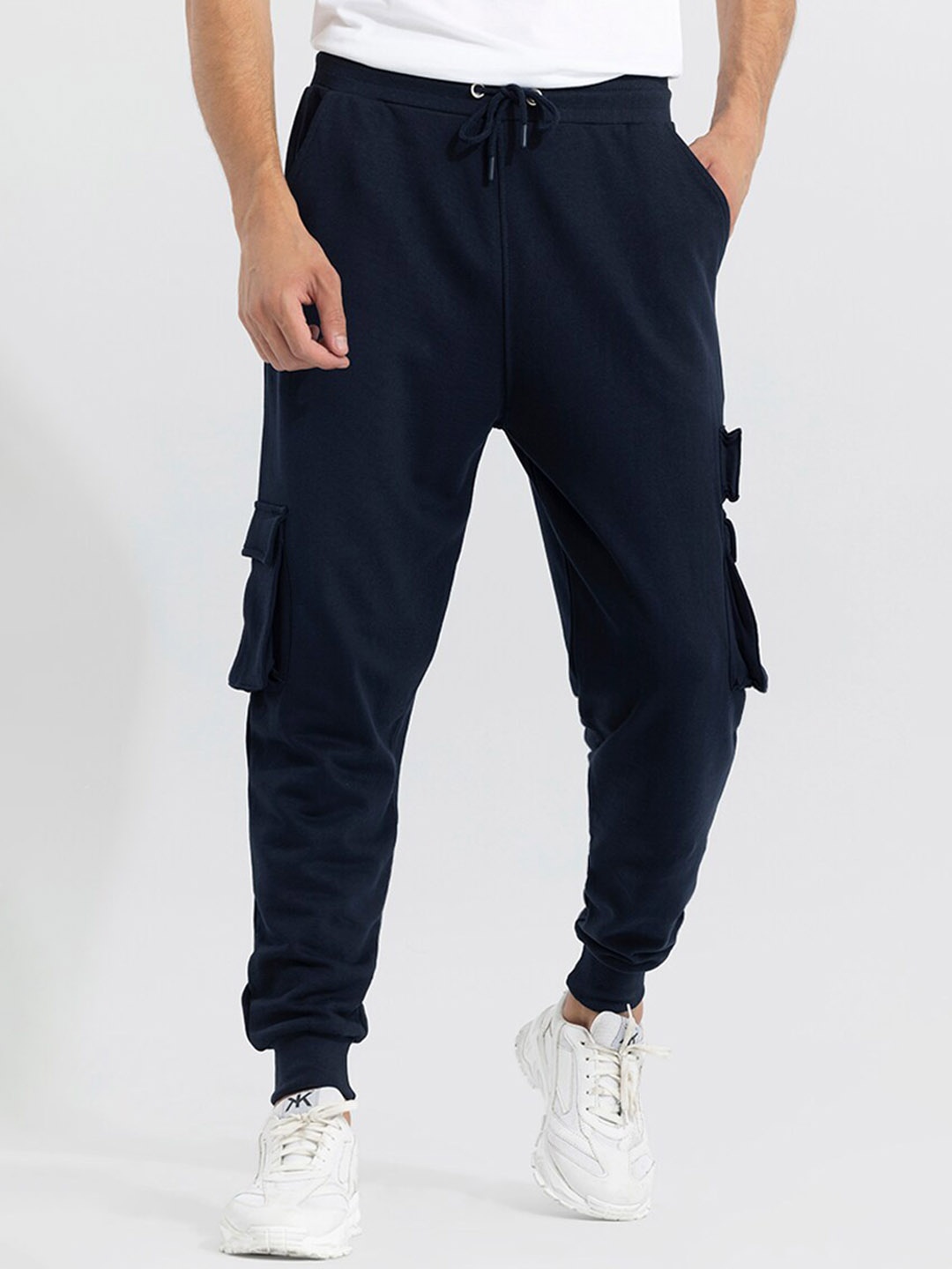 

Snitch Men Classic Slim Fit Mid-Rise Joggers, Navy blue