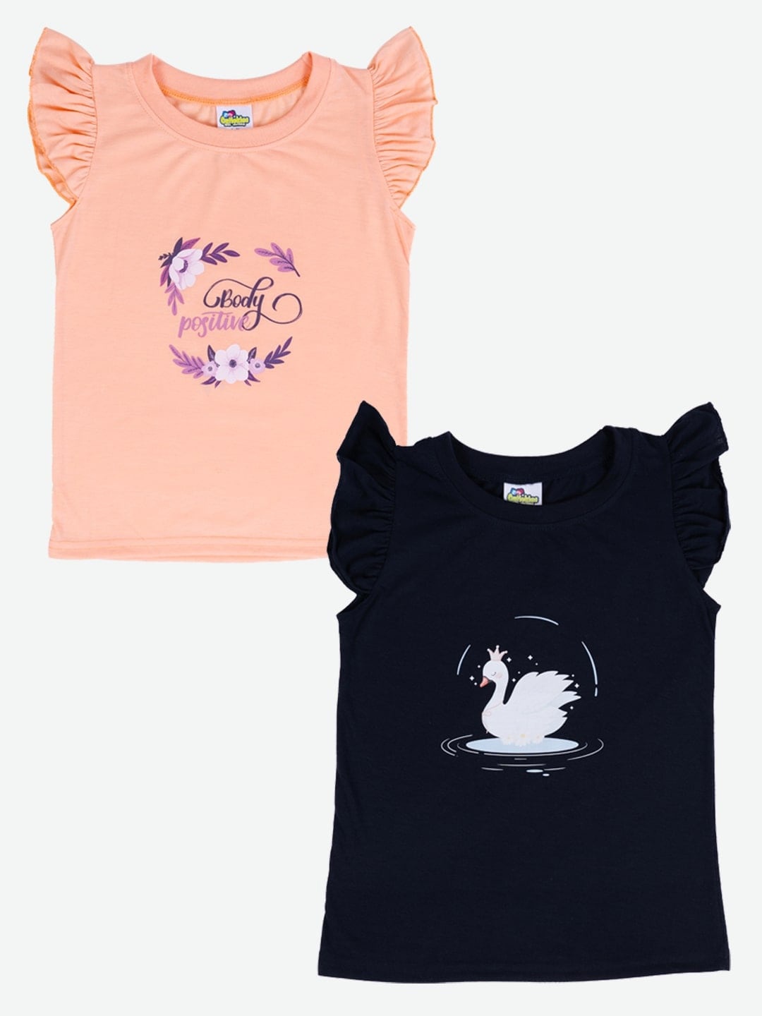 

Cutiekins Girls Pack Of 2 Printed Cotton T-Shirt, Peach