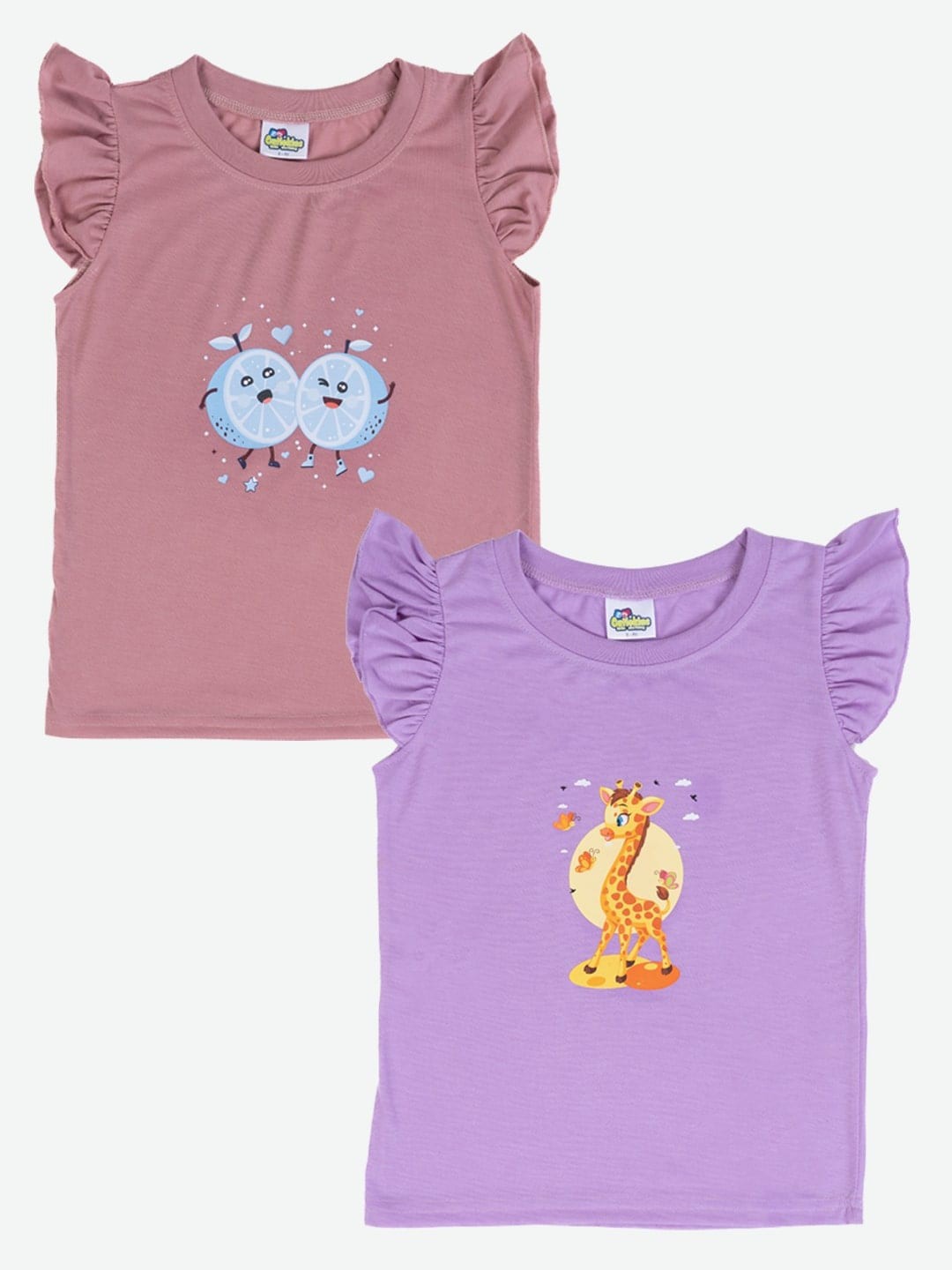 

Cutiekins Girls Pack Of 2 Graphic Printed Cotton T-Shirt, Rust