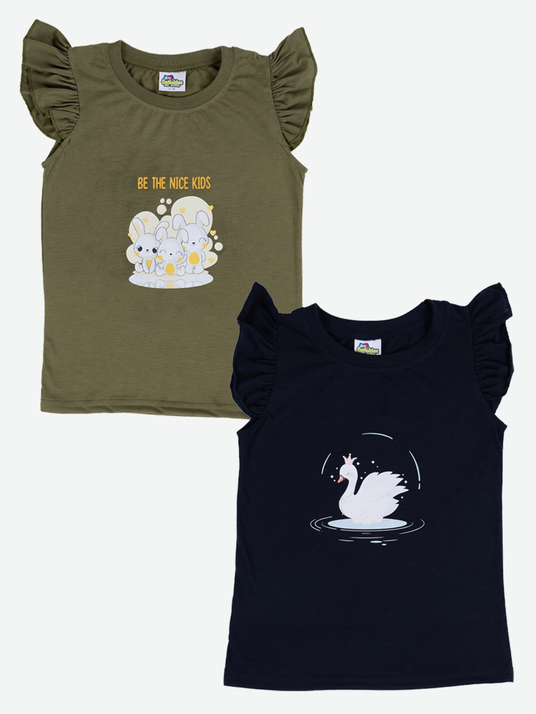 

Cutiekins Girls Pack Of 2 Graphic Printed Cotton T-Shirt, Green