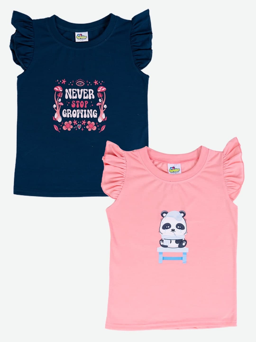 Cutiekins Girls Pack Of 2 Graphic Printed Cotton T-shirts, Pink