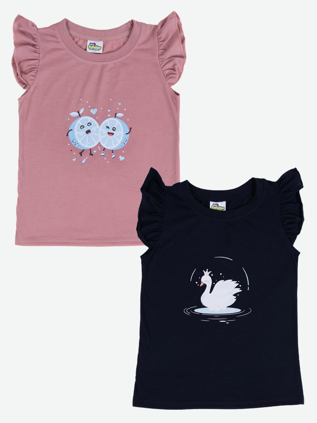 

Cutiekins Girls Pack Of 2 Graphic Printed Cotton T-shirts, Rust