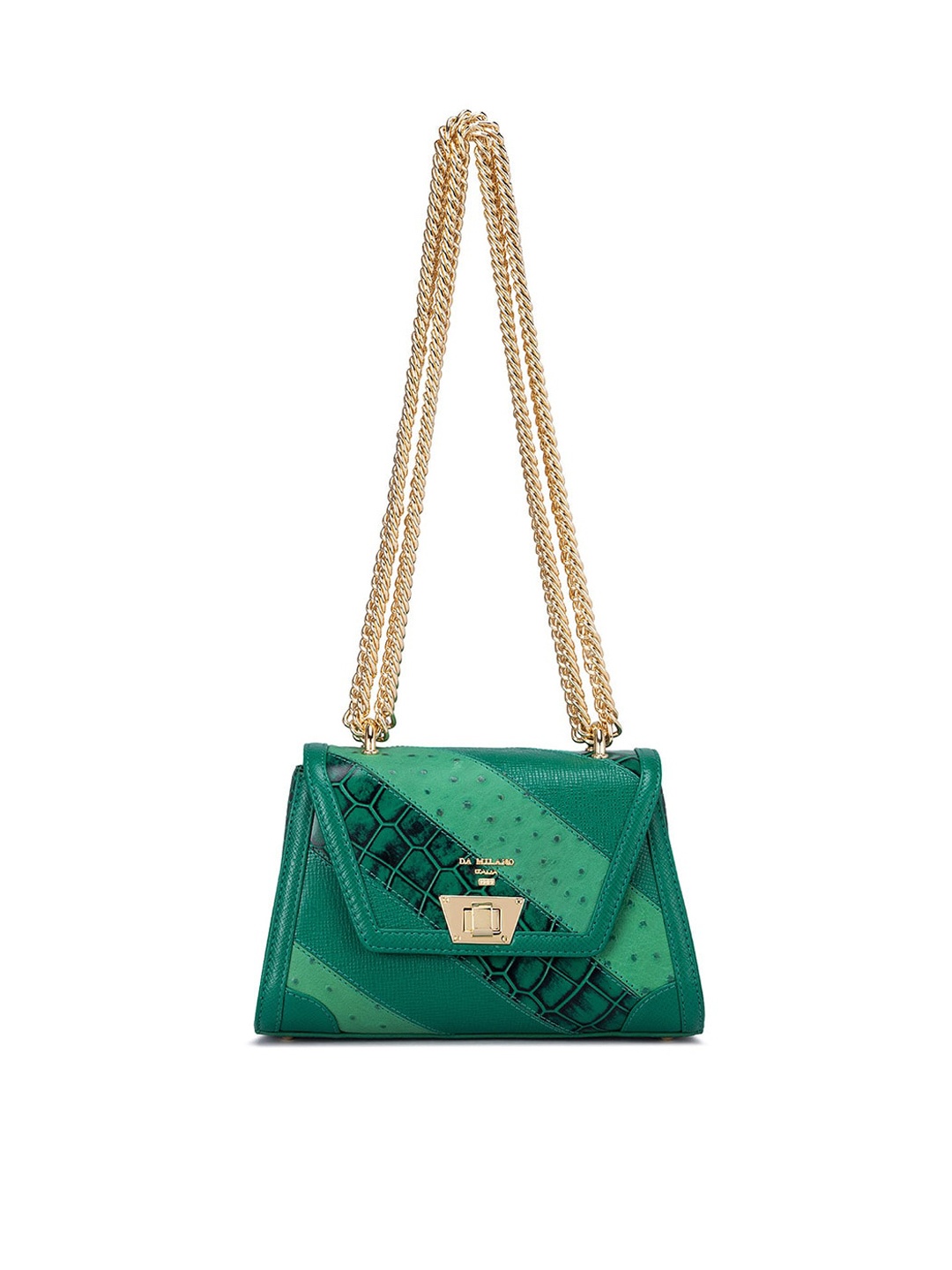 

Da Milano Textured Leather Structured Sling Bag, Green