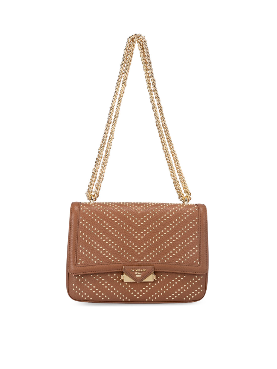 

Da Milano Textured Leather Structured Shoulder Bag, Brown