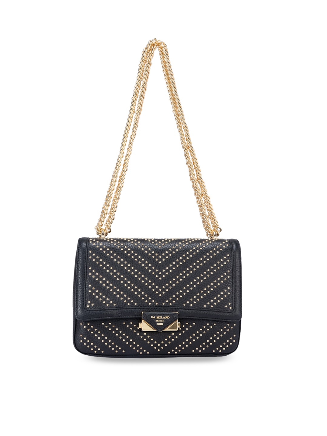 

Da Milano Embellished Leather Structured Shoulder Bag, Black