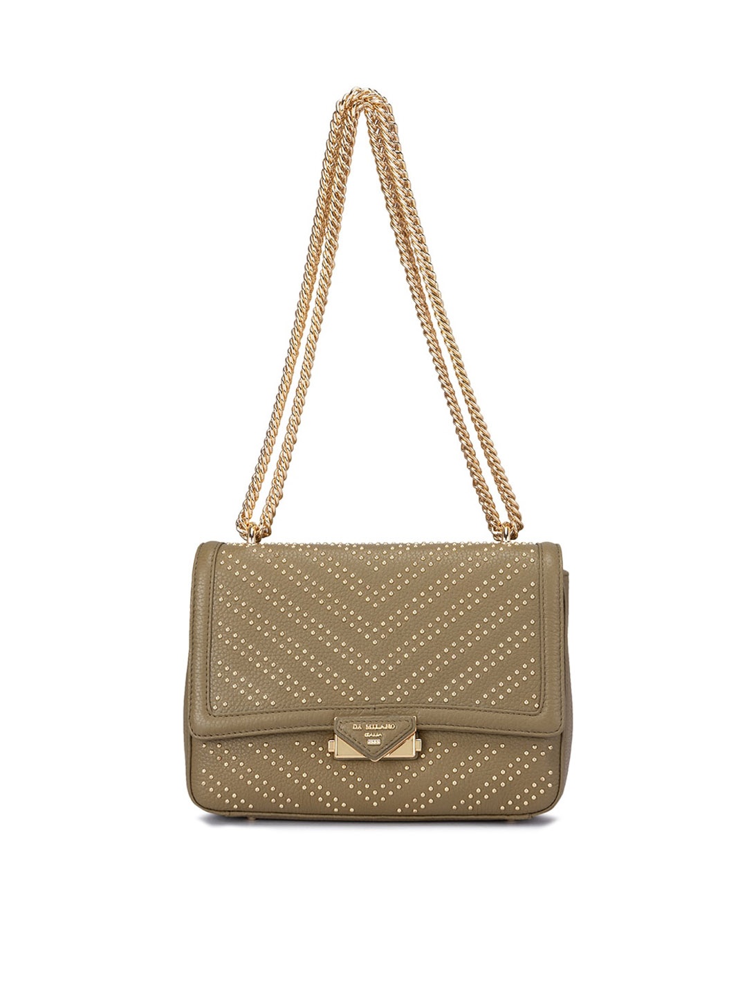 

Da Milano Textured Embellished Structured Leather Shoulder Bag, White