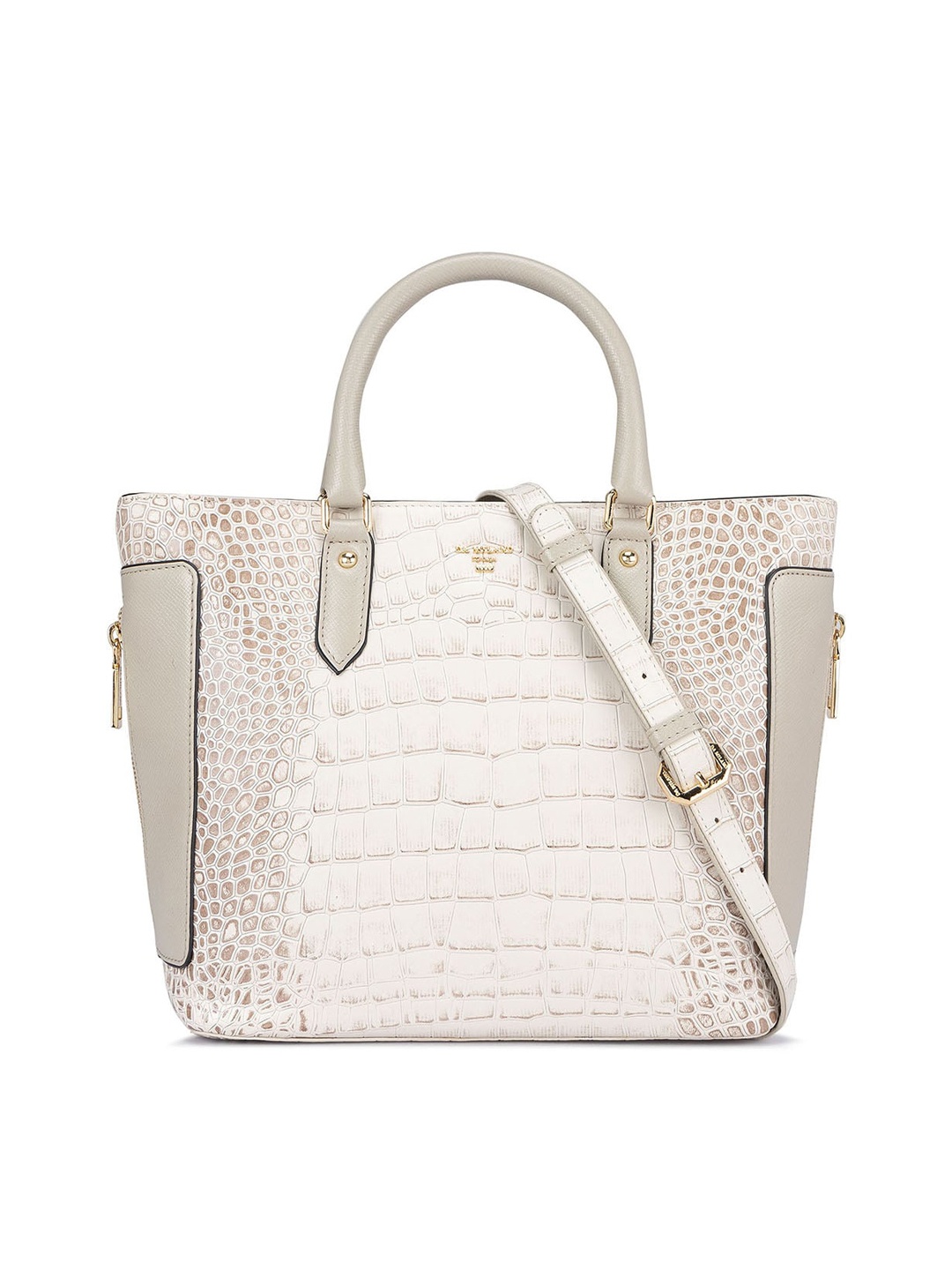 

Da Milano Textured Leather Structured Handheld Bag, White