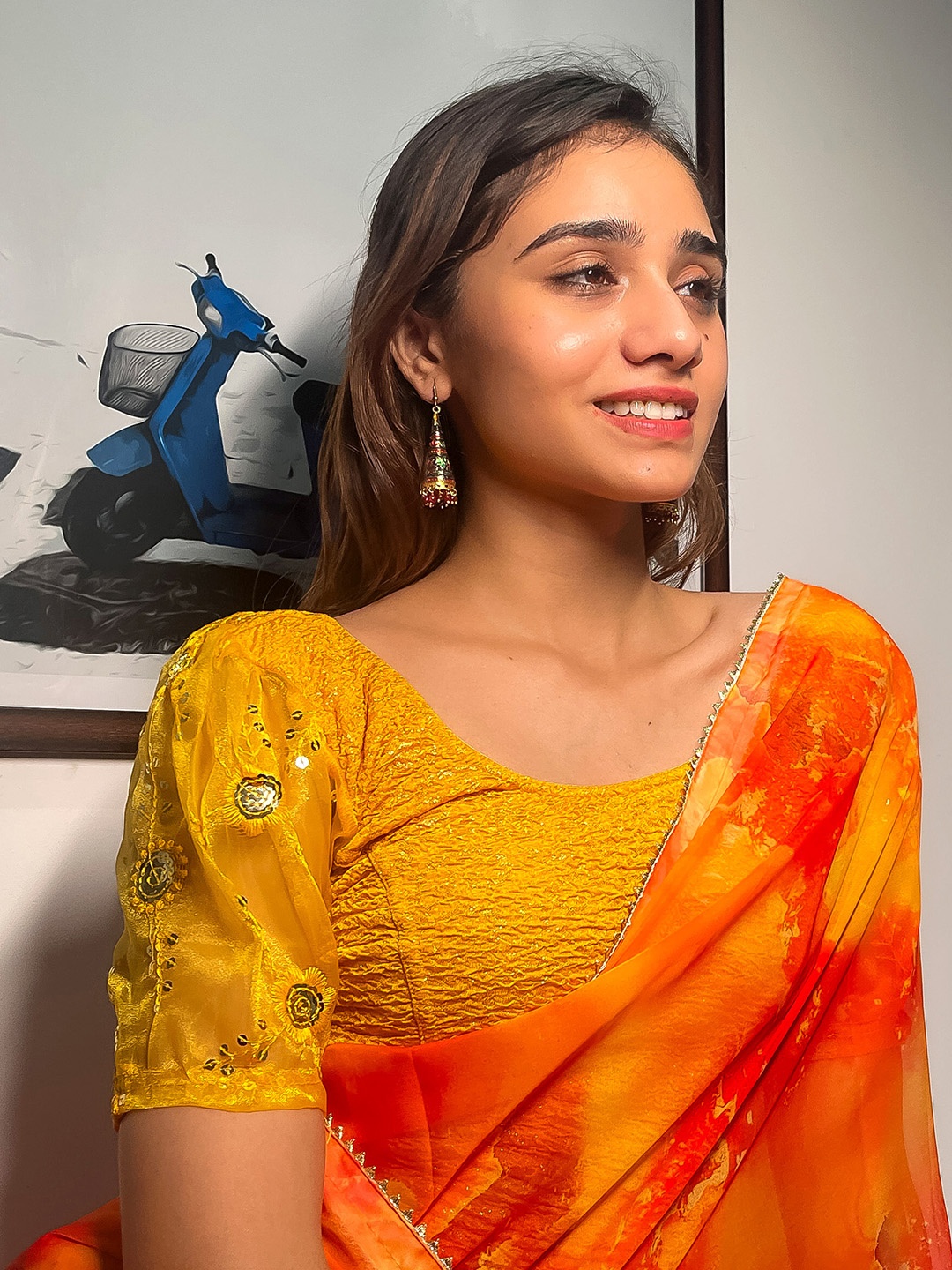 

Bindigasm's Advi Embellished Round Neck Saree Blouse, Yellow