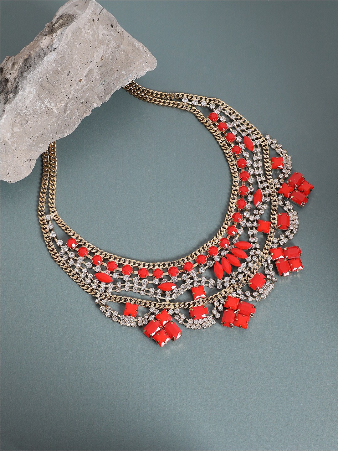 

SOHI Gold-Plated Necklace, Red