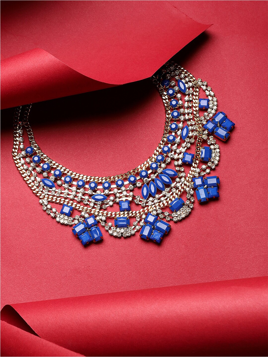 

SOHI Silver-Plated Statement Necklace, Blue