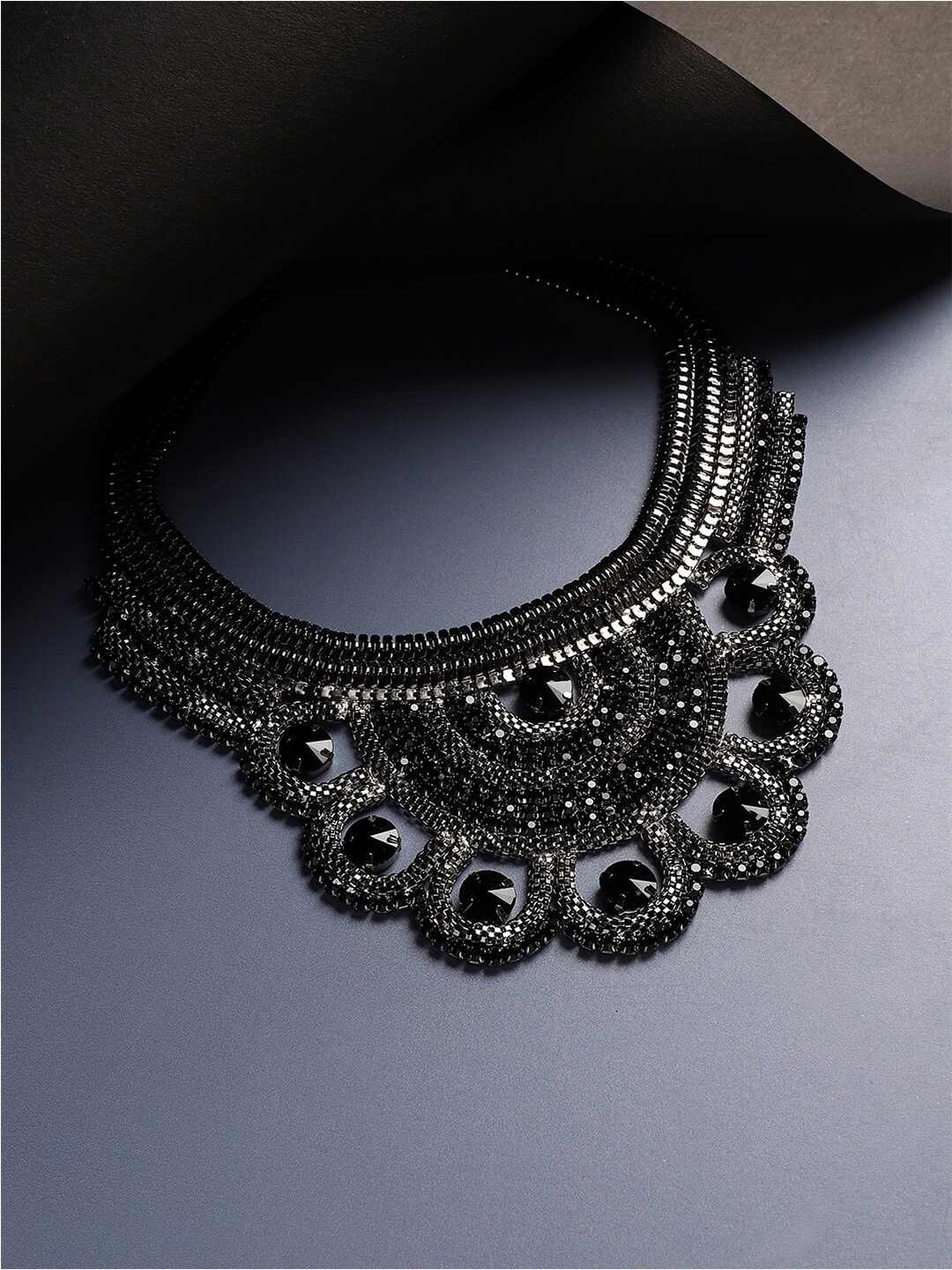 

SOHI Silver-Plated Crystals Statement Necklace