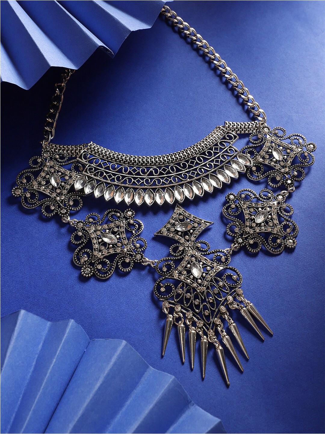 

SOHI Silver-Plated Statement Necklace