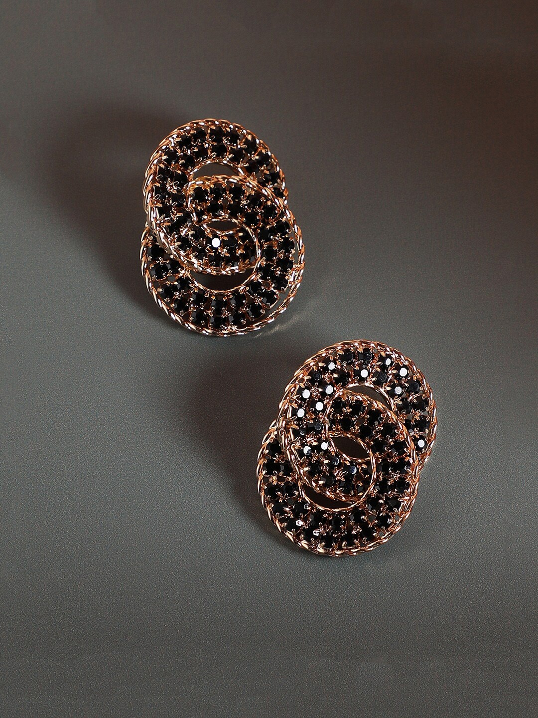 

SOHI Gold Plated Stone Studded Contemporary Stud Earrings