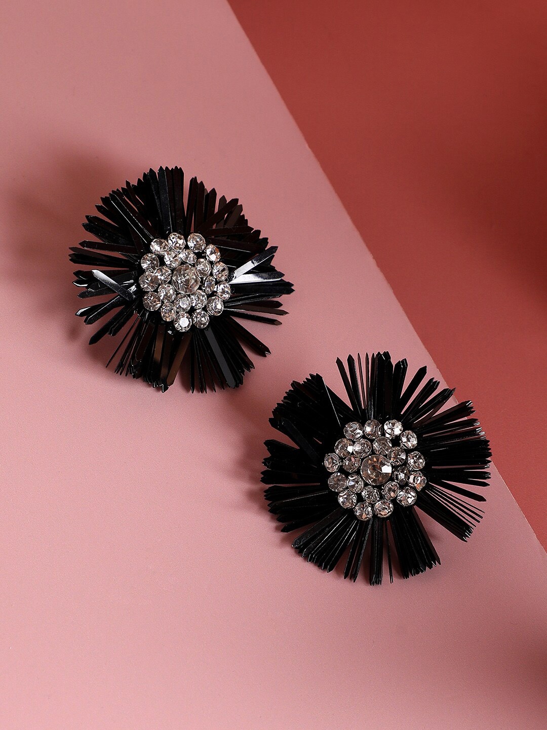 

SOHI Silver Plated Floral Stone Studs Earrings