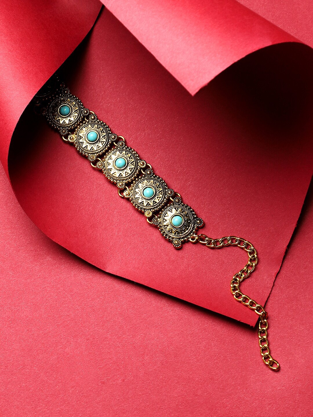 

SOHI Stone Choker Necklace, Gold