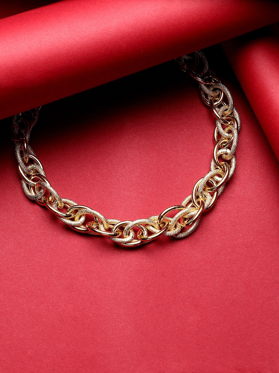 

SOHI Textured Chain Link Necklace, Gold