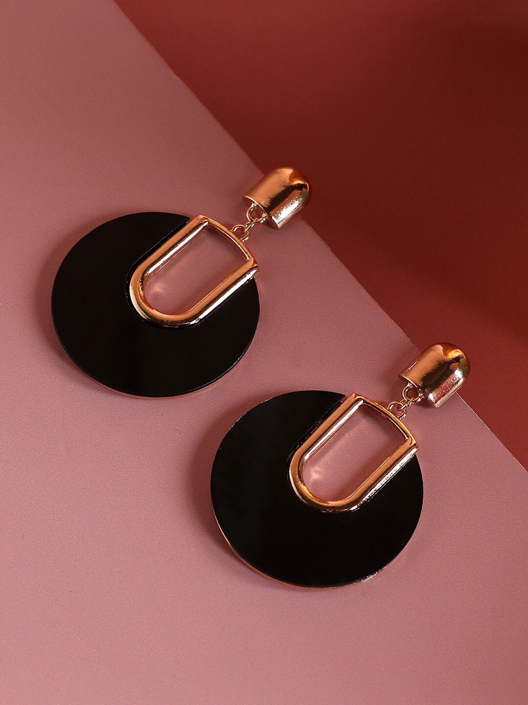 

SOHI Gold Plated Drop Earrings, Black