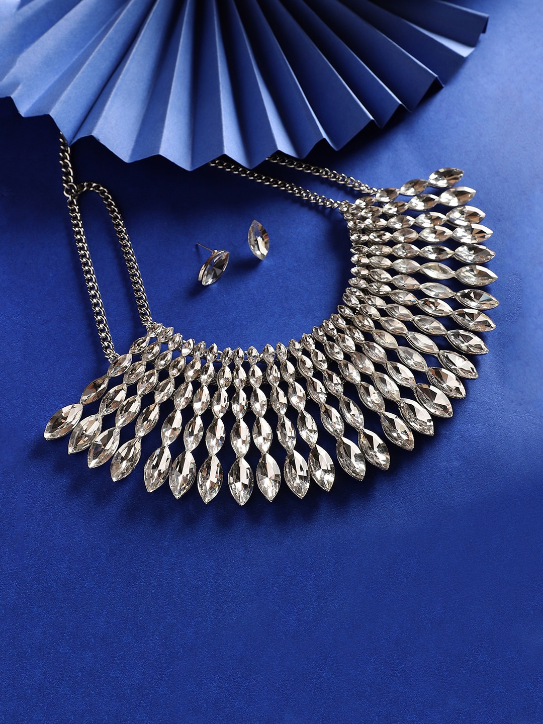 

SOHI Silver-Plated Stone Studded Jewellery Set