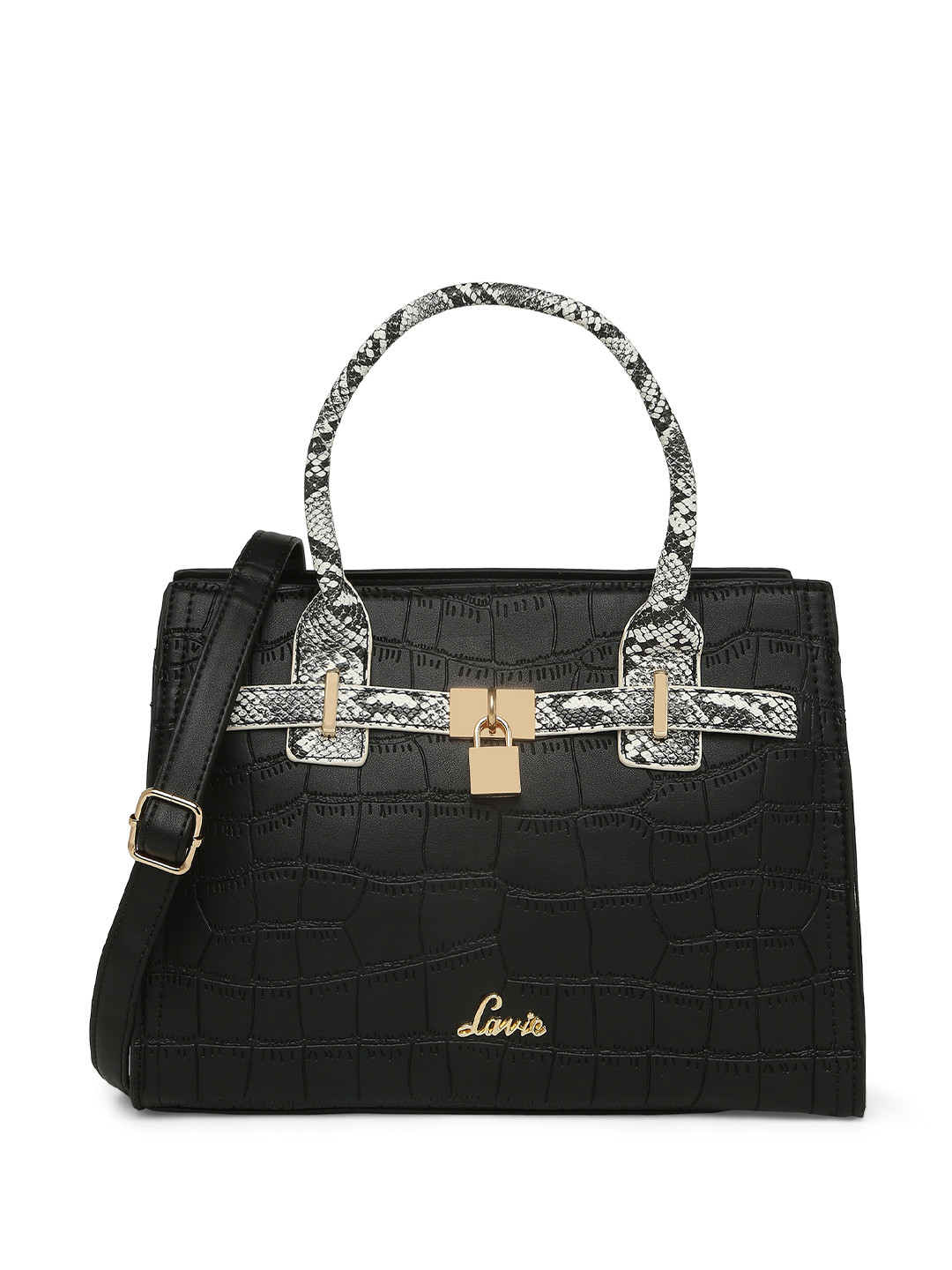 

Lavie Black Textured Structured Handheld Bag