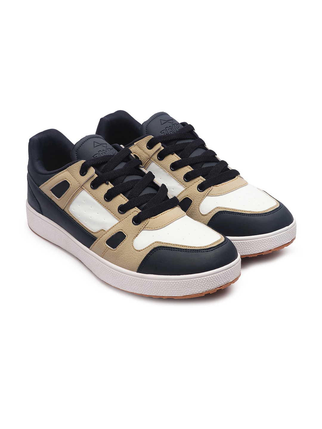 

ZAYDN Men Colourblocked Memory Foam Contrast Sole Sneakers, White