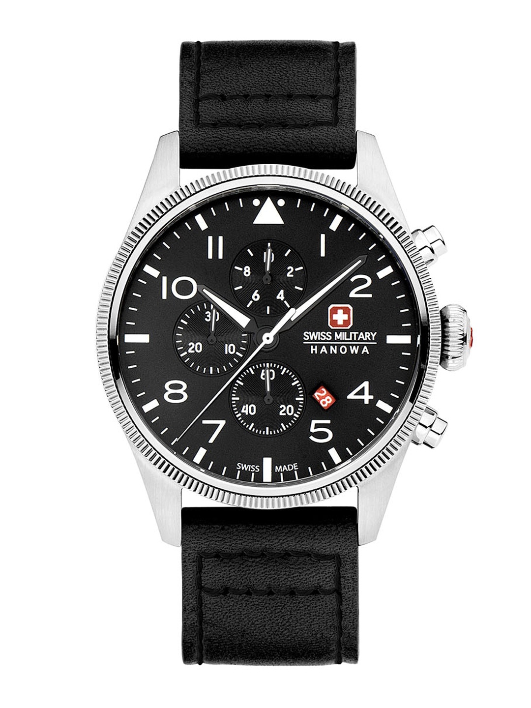 

SWISS MILITARY HANOWA Men Leather Straps Analogue Watch SMWGC0000401, Black