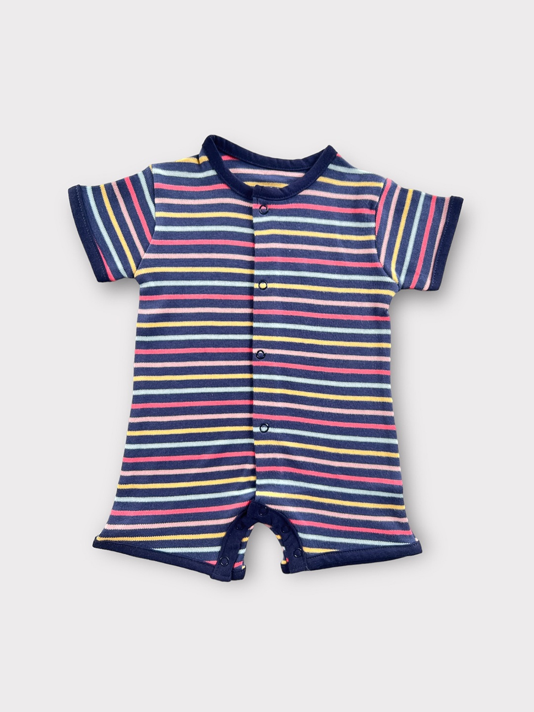 

Dear Little Infant Striped Cotton Romper, Blue